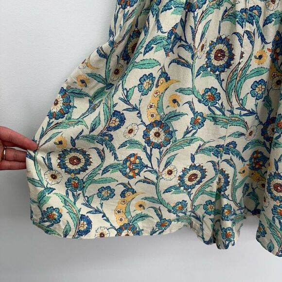 Anthropologie Pilcro Smocked Natural Linen Blend Multicolor Floral Short Romper - Picture 11 of 13